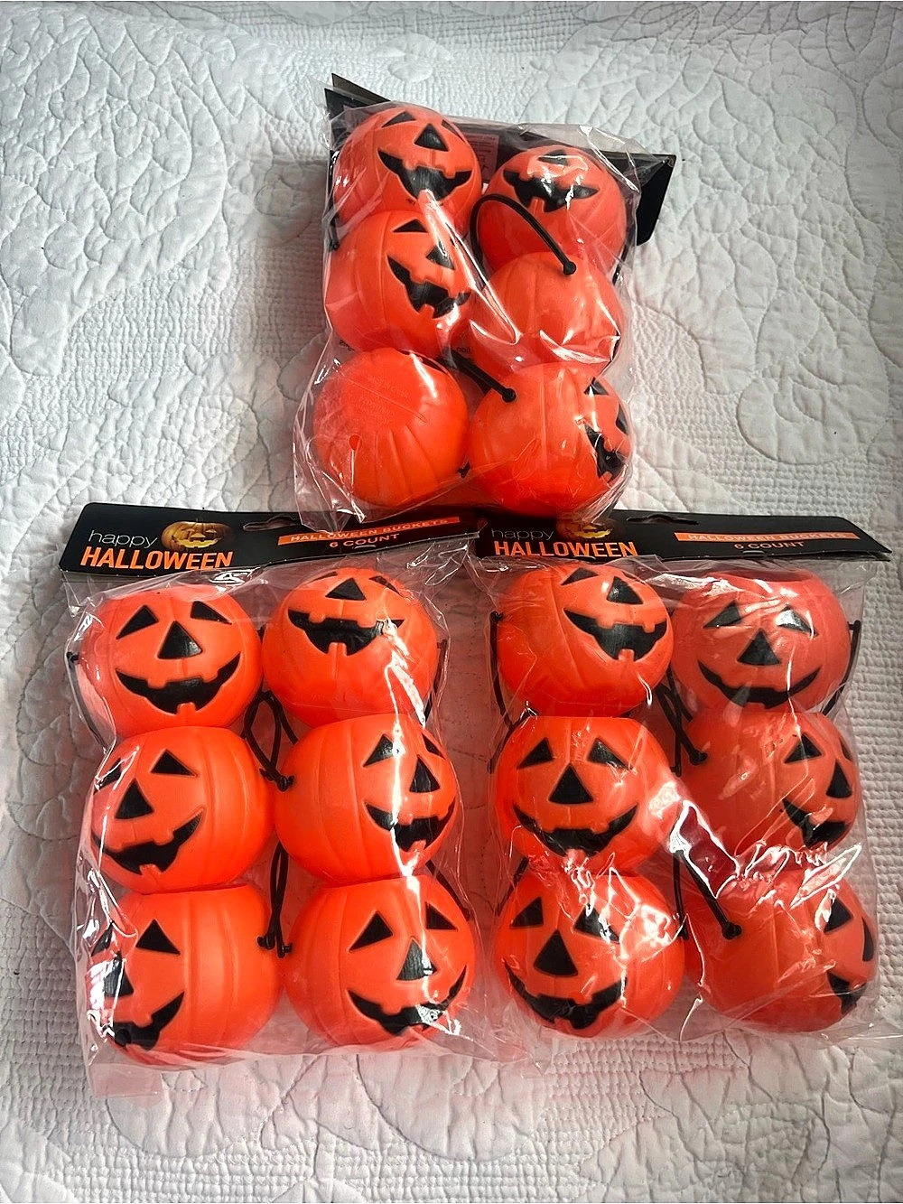 Halloween Pumpkin Buckets Set of 3 NWT Orange & Black